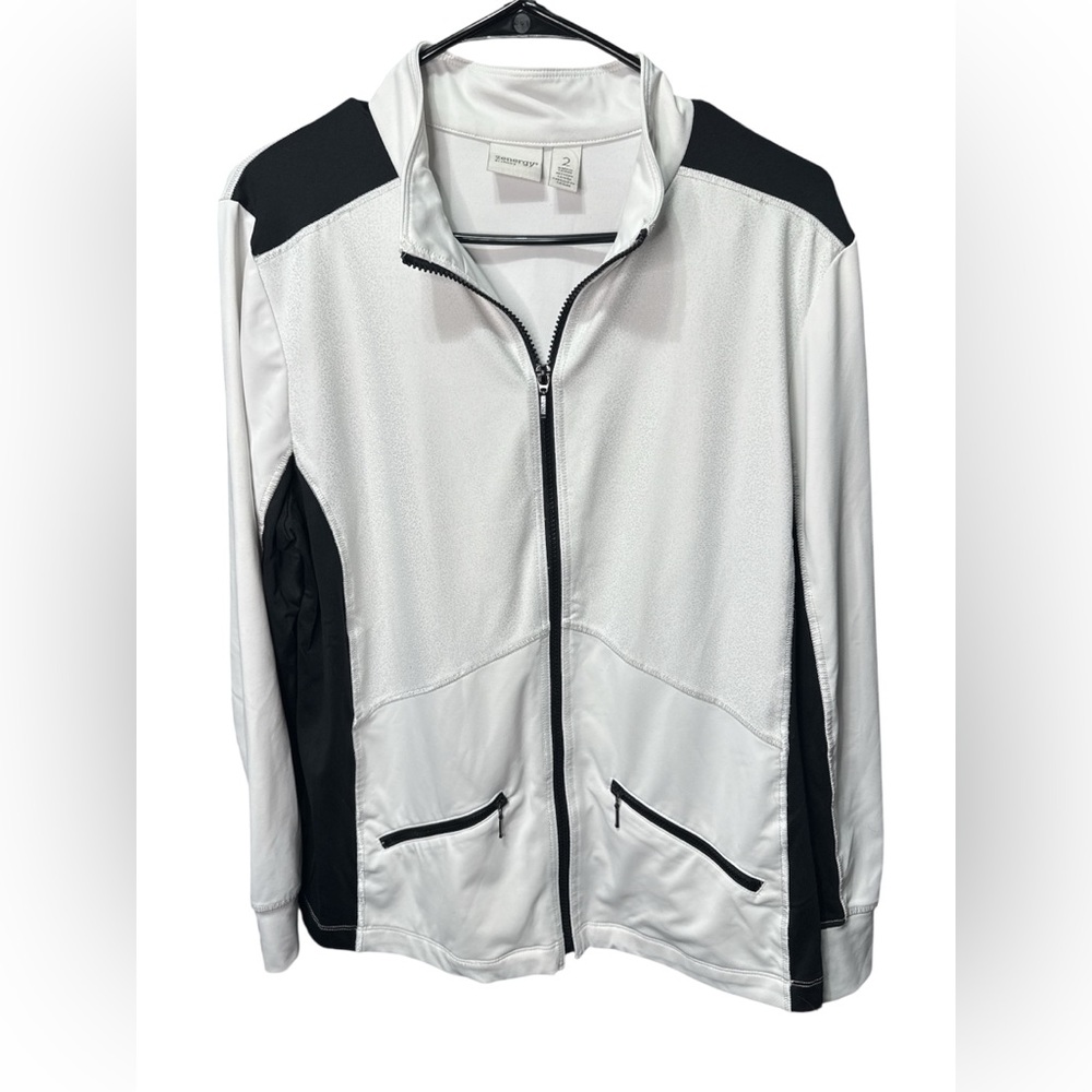 Chico's White and Black Workout Jacket